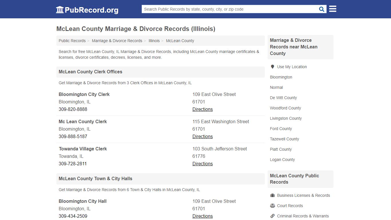 McLean County Marriage & Divorce Records (Illinois)