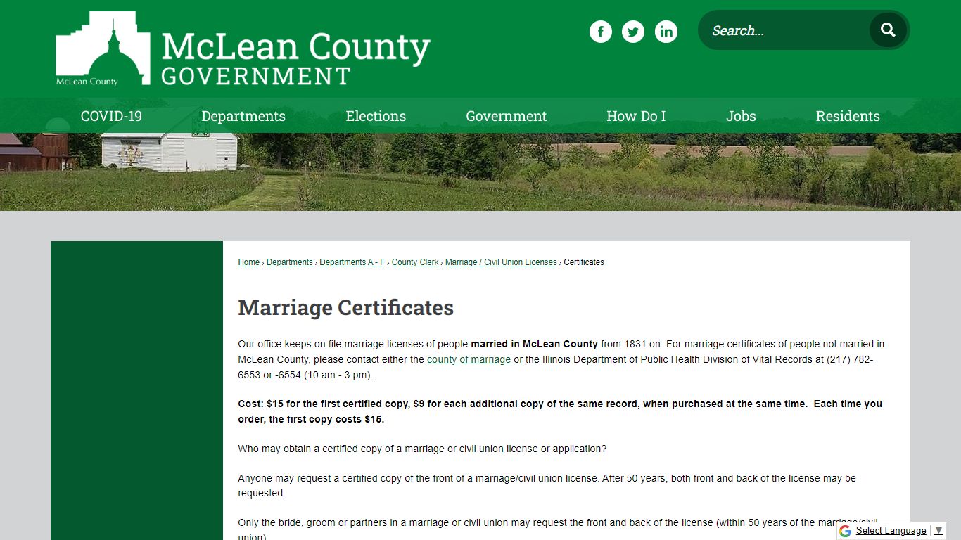 Marriage Certificates | McLean County, IL - Official Website